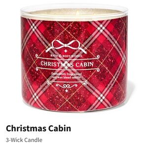 NIB B&BW Christmas Cabin 3-Wick Candle w Decorative Metal Lid